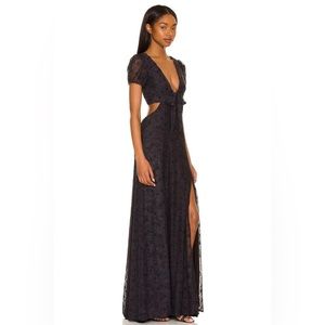 REVOLVE Black Lace Cutout Maxi Dress
